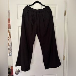 Ozma Wide Leg Crop Silk Noil Pant Black Medium